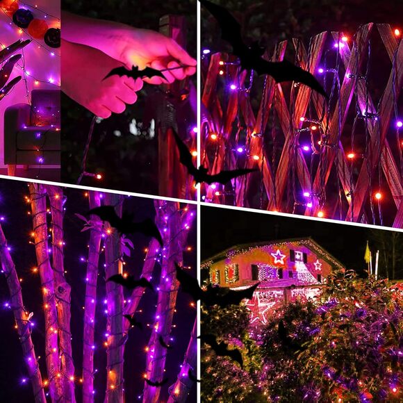 Halloween String Lights 164FT 500 LED Purple Orange 8 Modes Indoor Outdoor Decor - Picture 7 of 9